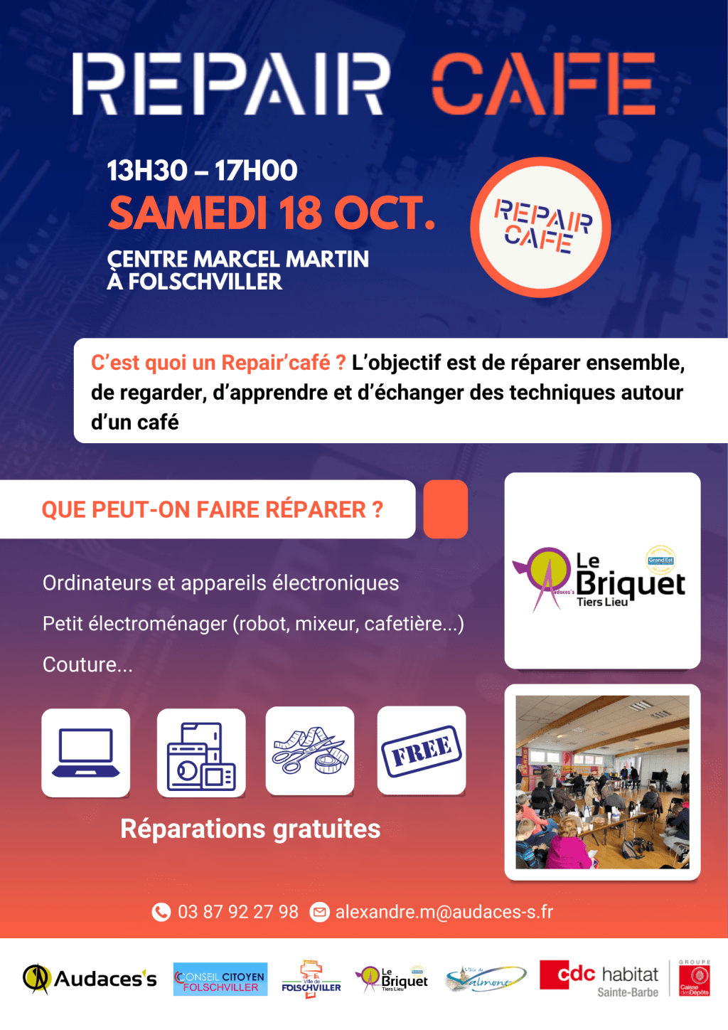 Repair&rsquo;café le 18 oct.&nbsp;2025